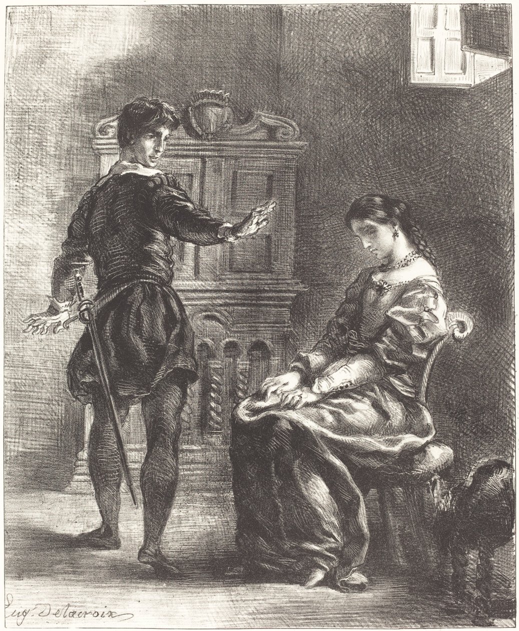 Hamlet et Ophélie Acte III, Scène I - Eugène Delacroix