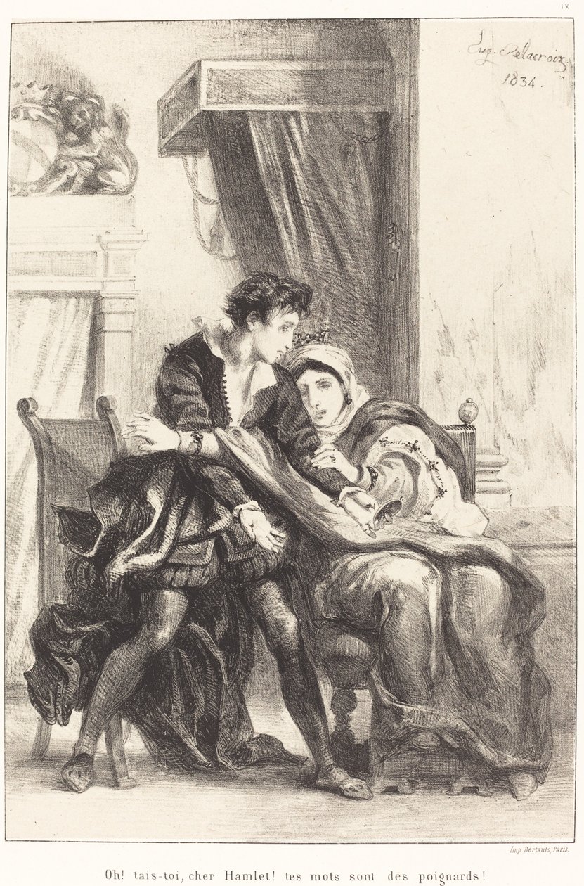 Hamlet et la Reine (Acte III, Scène IV) - Eugène Delacroix