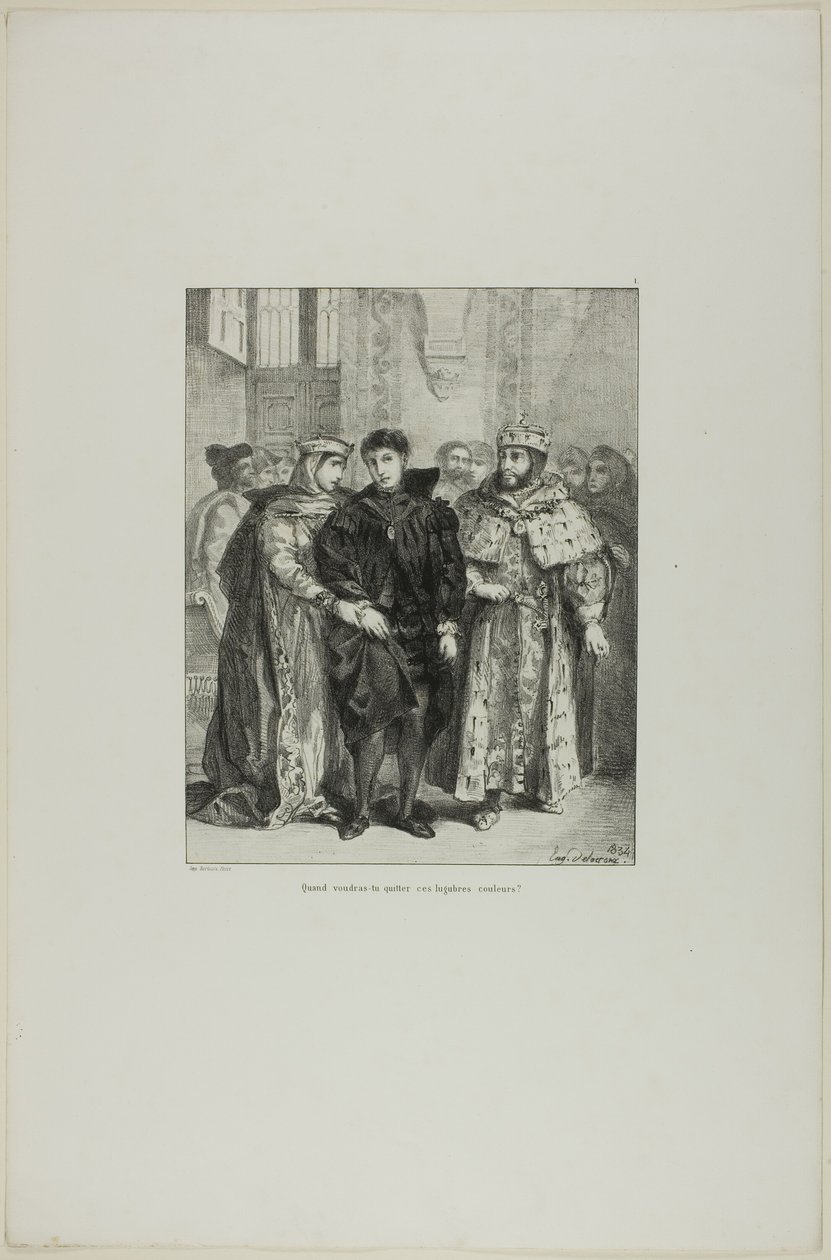 Hamlet et la reine, planche 1 de Hamlet - Eugène Delacroix