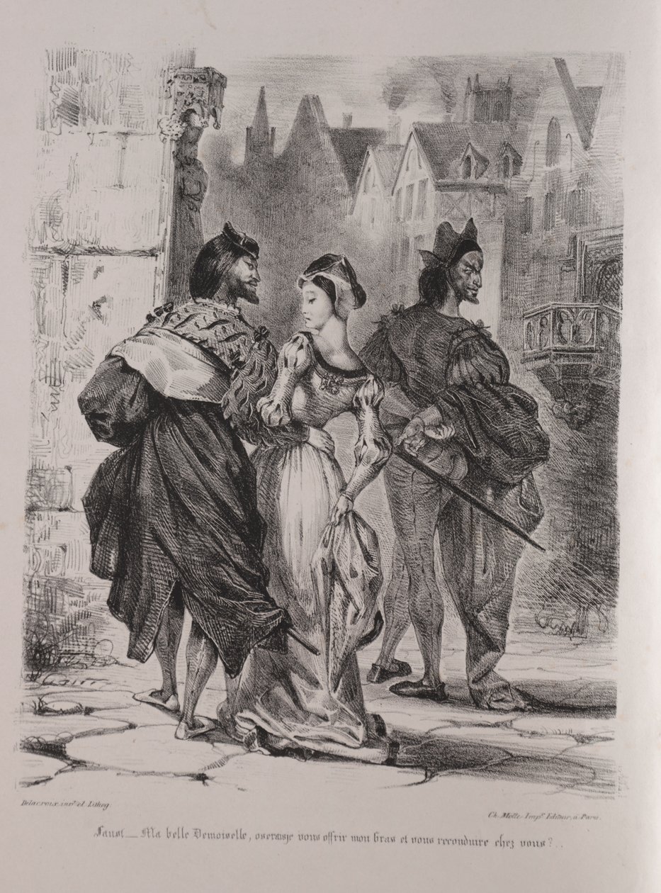 Illustrations pour Faust : Faust cherche à séduire Marguerite - Eugène Delacroix