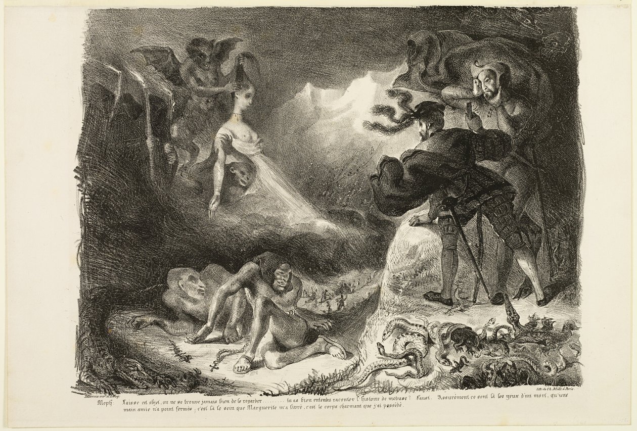Le fantôme de Marguerite apparaît à Faust, extrait de Faust - Eugène Delacroix