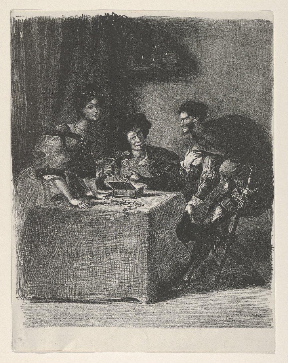 Mephistophélès se présente à Martha Goethe, Faust, 1825-27 - Eugène Delacroix