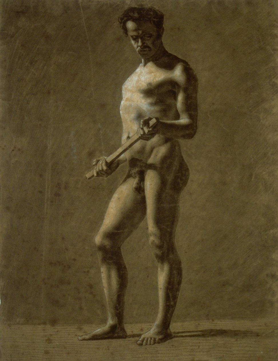 Nu académique masculin debout (recto) ; Croquis du bras supérieur (verso) - Eugène Delacroix
