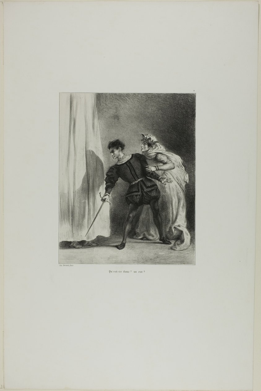 Le meurtre de Polonius, planche 9 de Hamlet - Eugène Delacroix