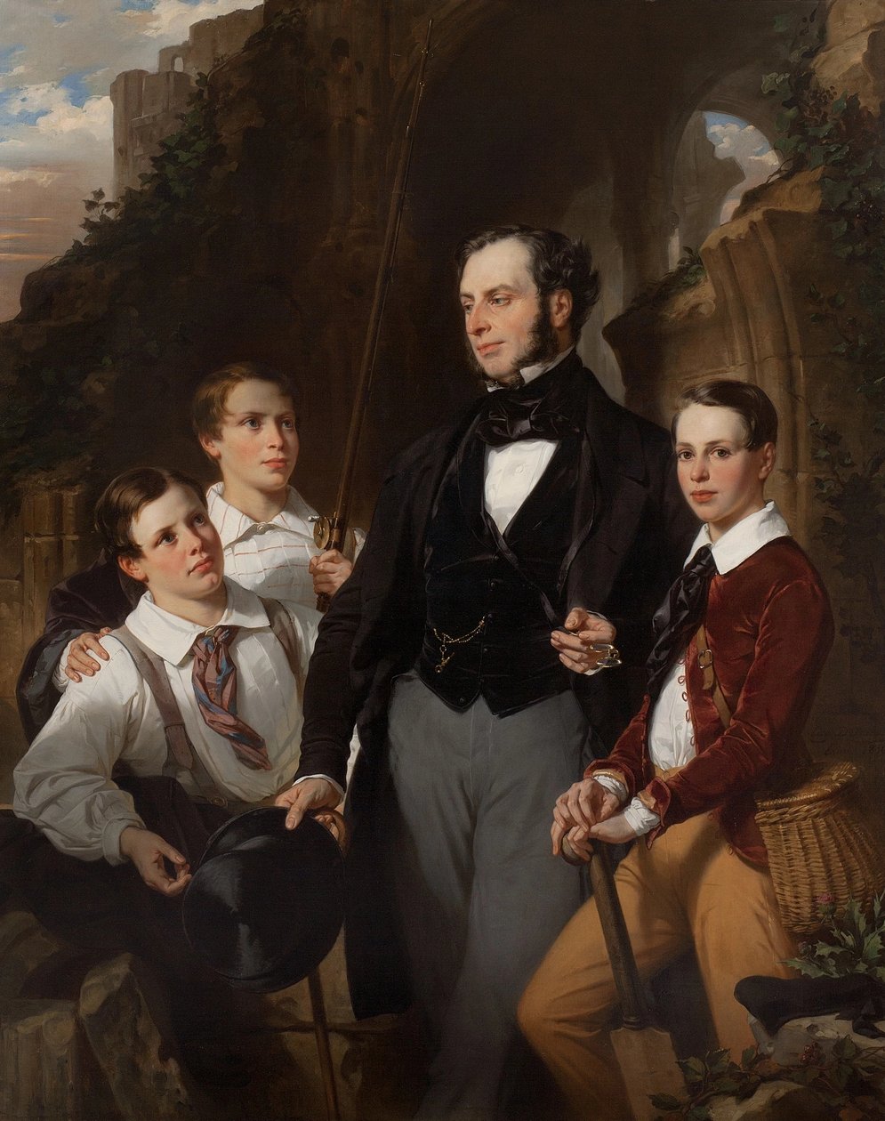 Portrait de Laurence Davidson et de ses trois fils - Eugene Deveria