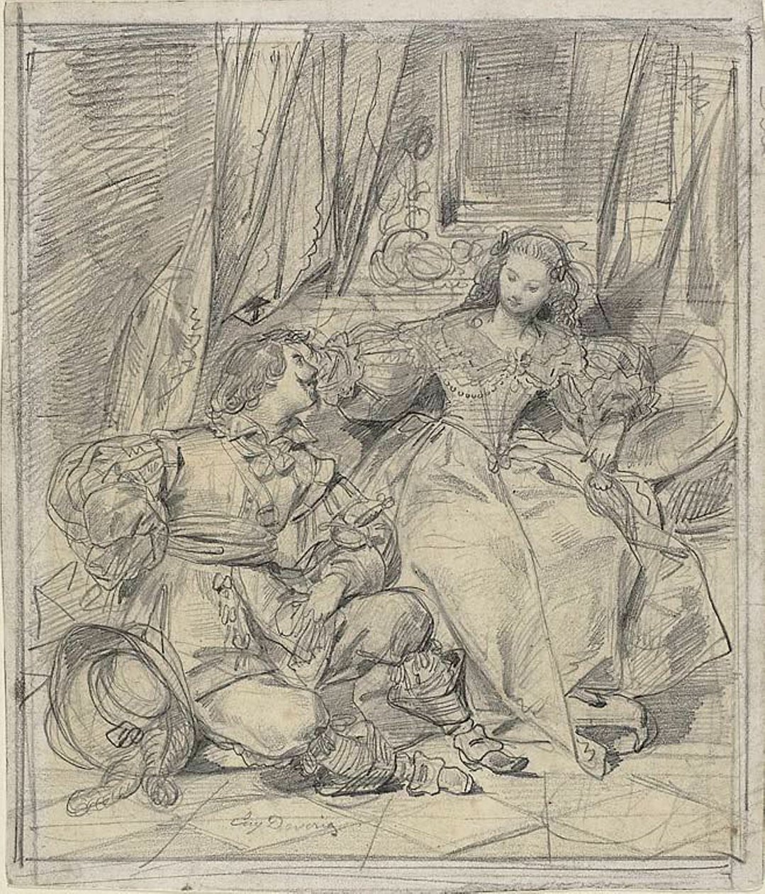 Dame et cavalier - Eugène François Marie Joseph Devéria
