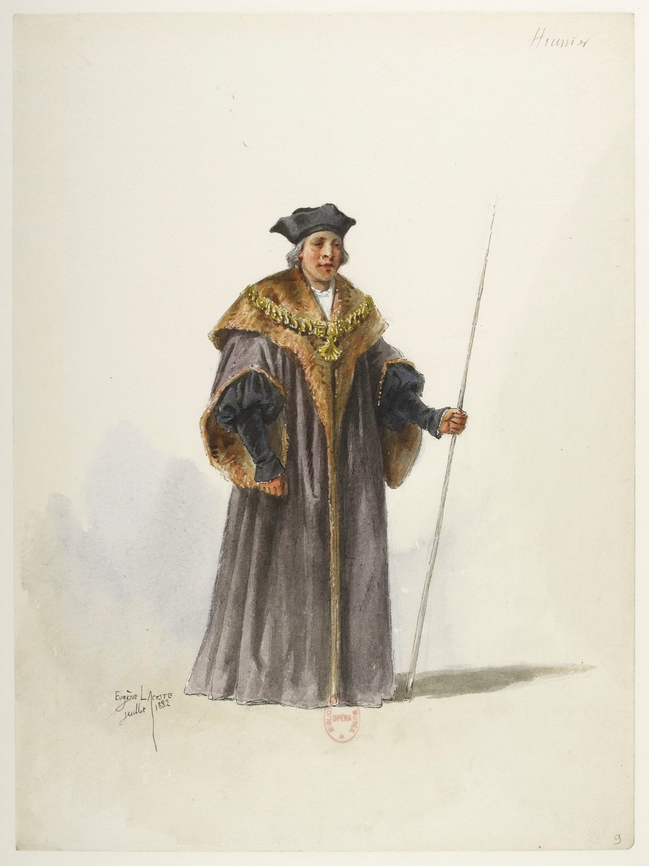 Btv1b84558104 09 - Saint-Saëns - Henry VIII - Maquettes de costumes - Lacoste - 9e Huissier - Eugene Lacoste