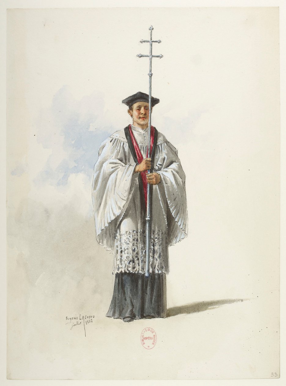 Btv1b84558104 33 - Saint-Saëns - Henry VIII - Maquettes de costumes - Lacoste - 33. Prêtre - Eugene Lacoste
