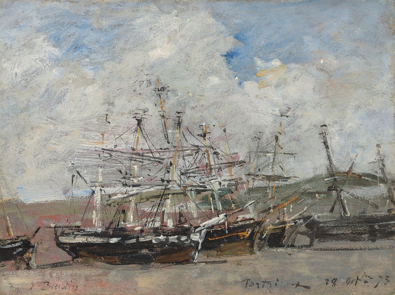Portrieux. Le port à marée basse - Eugene Louis Boudin