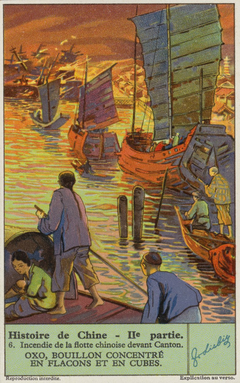 Incendie de la flotte chinoise à Canton (chromolitho) - European School
