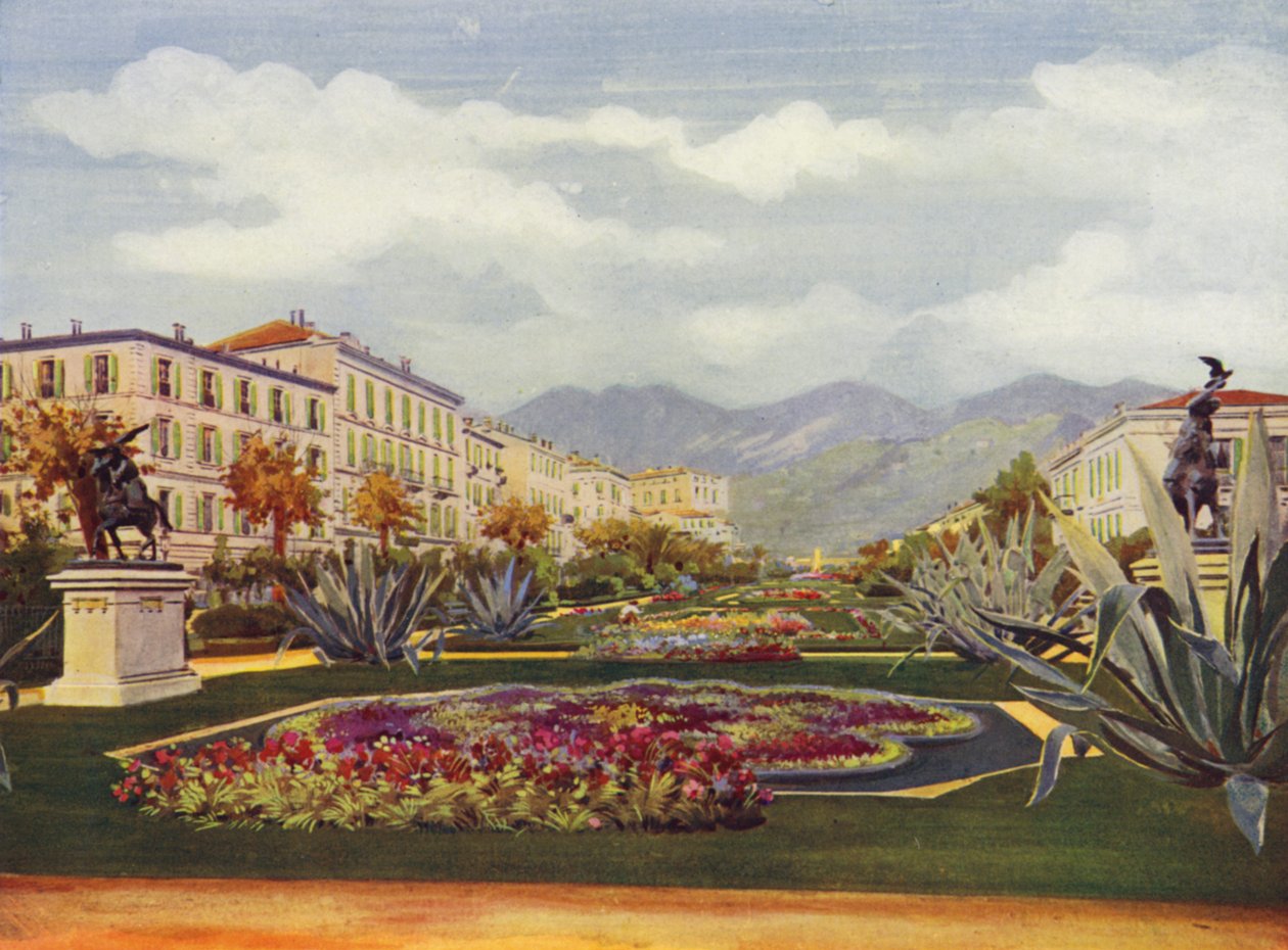 Menton, Le Jardin Public (lithographie couleur) - European School