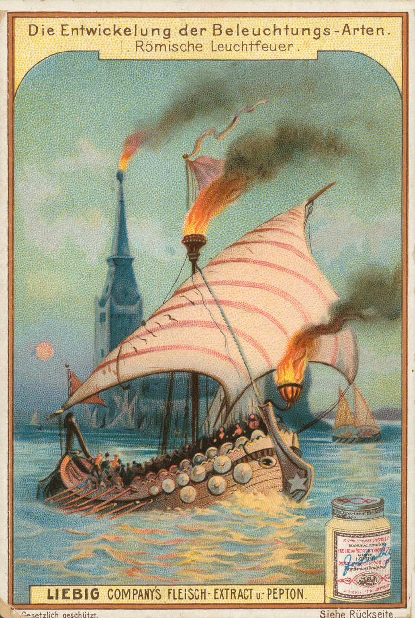 Galion romain, carte Liebig, début du 20e siècle (chromo) - European School