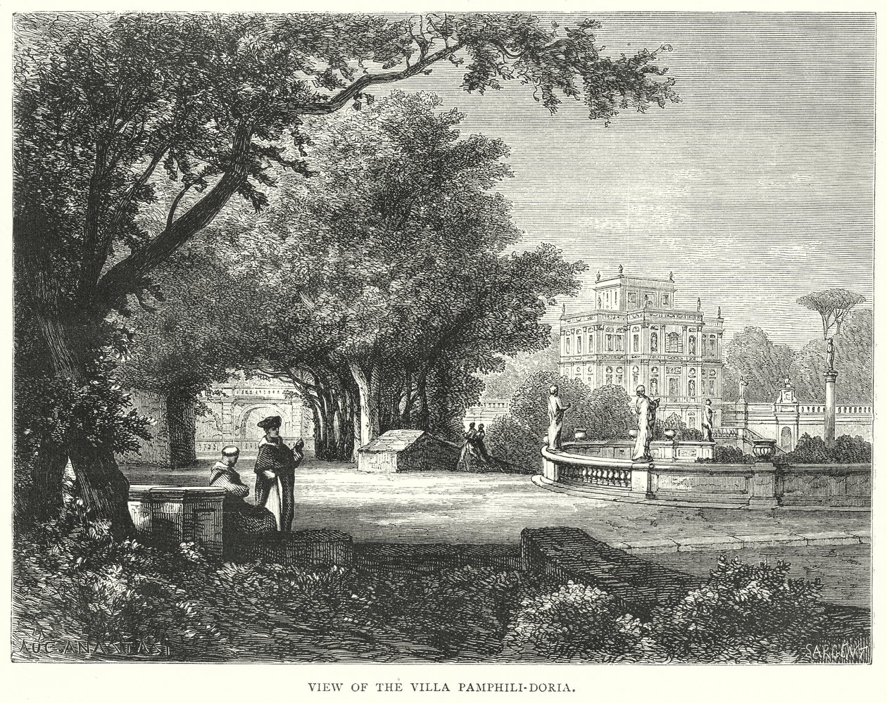 Vue de la Villa Pamphili-Doria (gravure) - European School