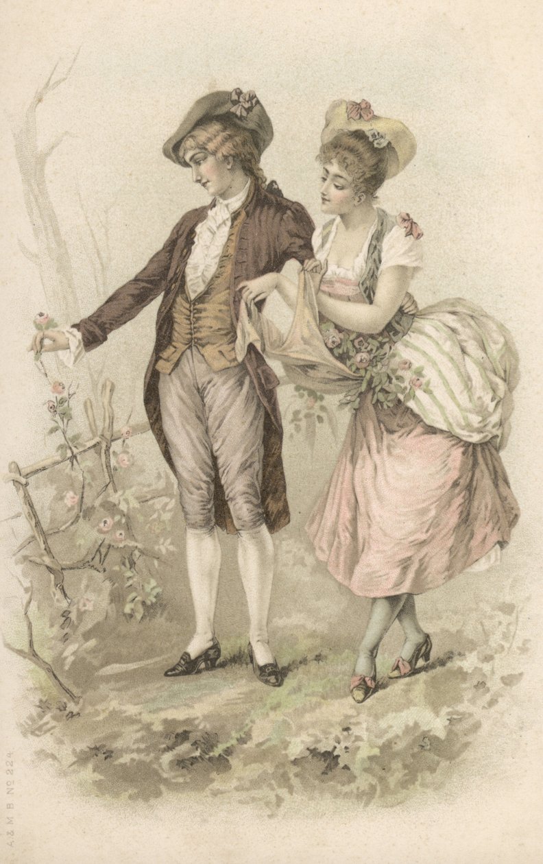 Couple de marcheurs (lithographie couleur) - European School