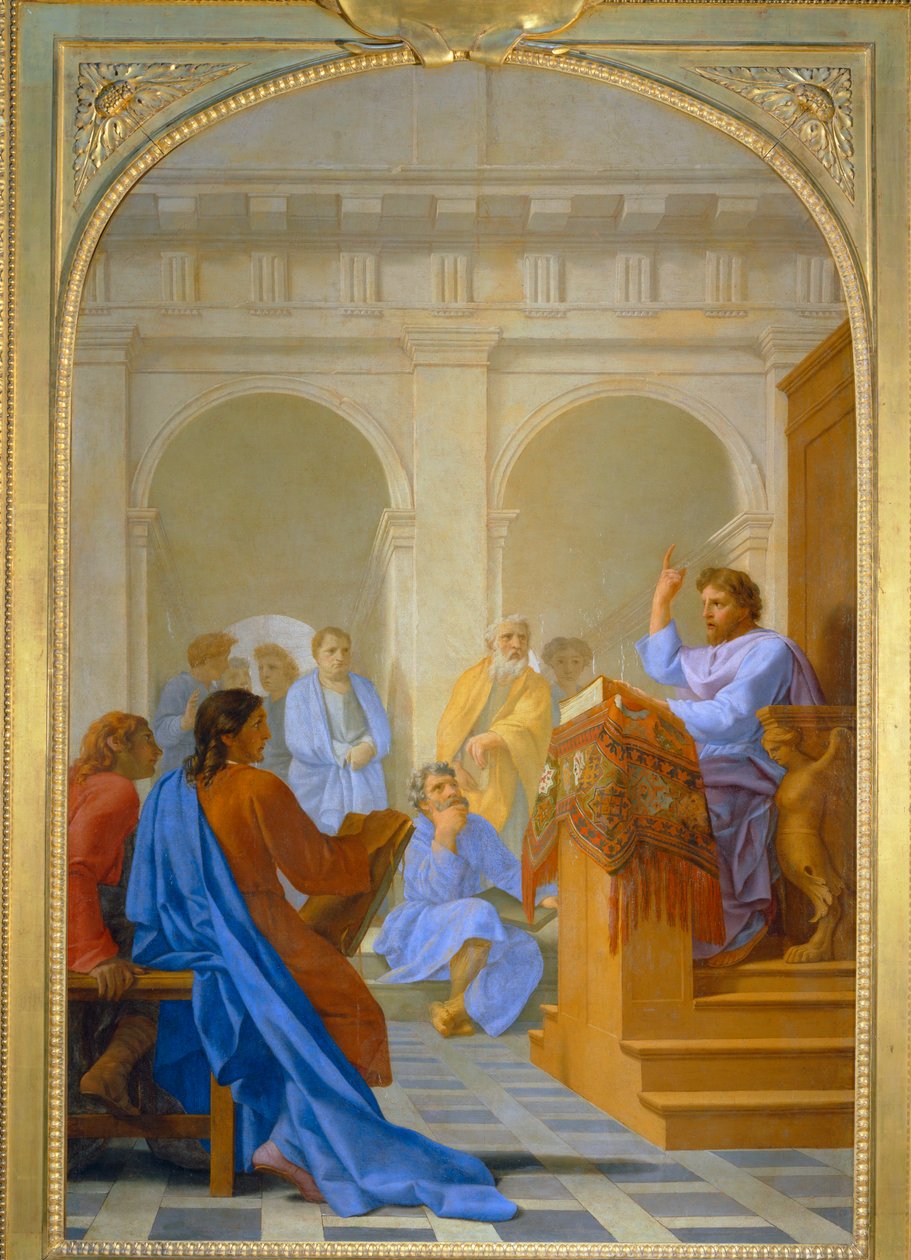 Saint Bruno enseigne la théologie dans les ecoles de Reims - Saint Bruno teaching theology in the schools of Rheims ... - Eustache (studio of) Le Sueur