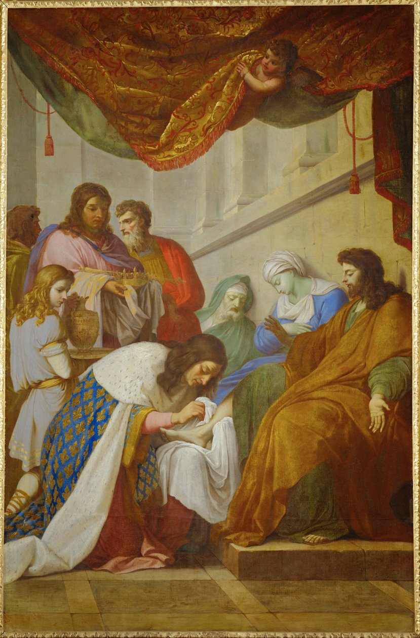Saint Louis soignant les malades - Saint Louis … (painting on canvas) - Eustache Le Sueur