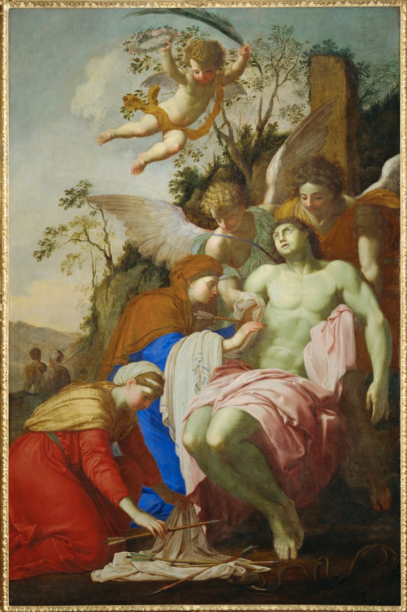 Saint Sébastien tendu par Sainte Irène (peinture sur toile) - Eustache Le Sueur