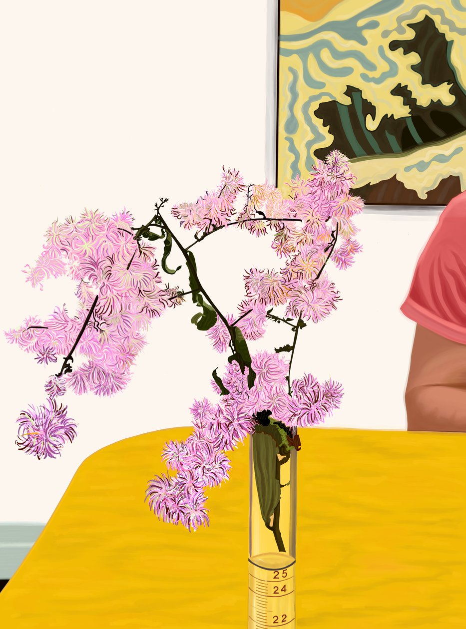 Asters sur la table à manger (art numérique) - Evan Sklar