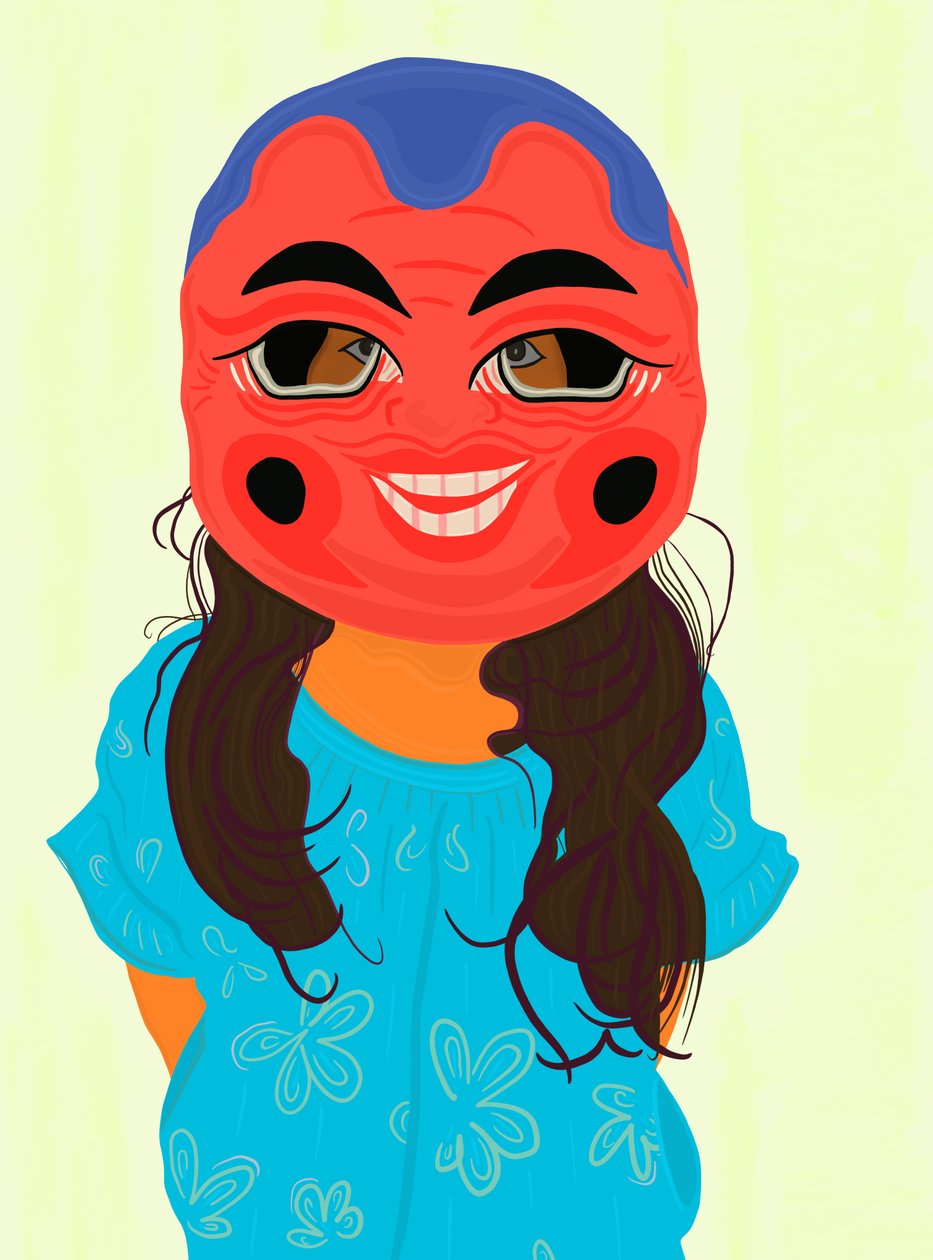 Ava au masque vietnamien, c.2020-24 (art numérique) - Evan Sklar