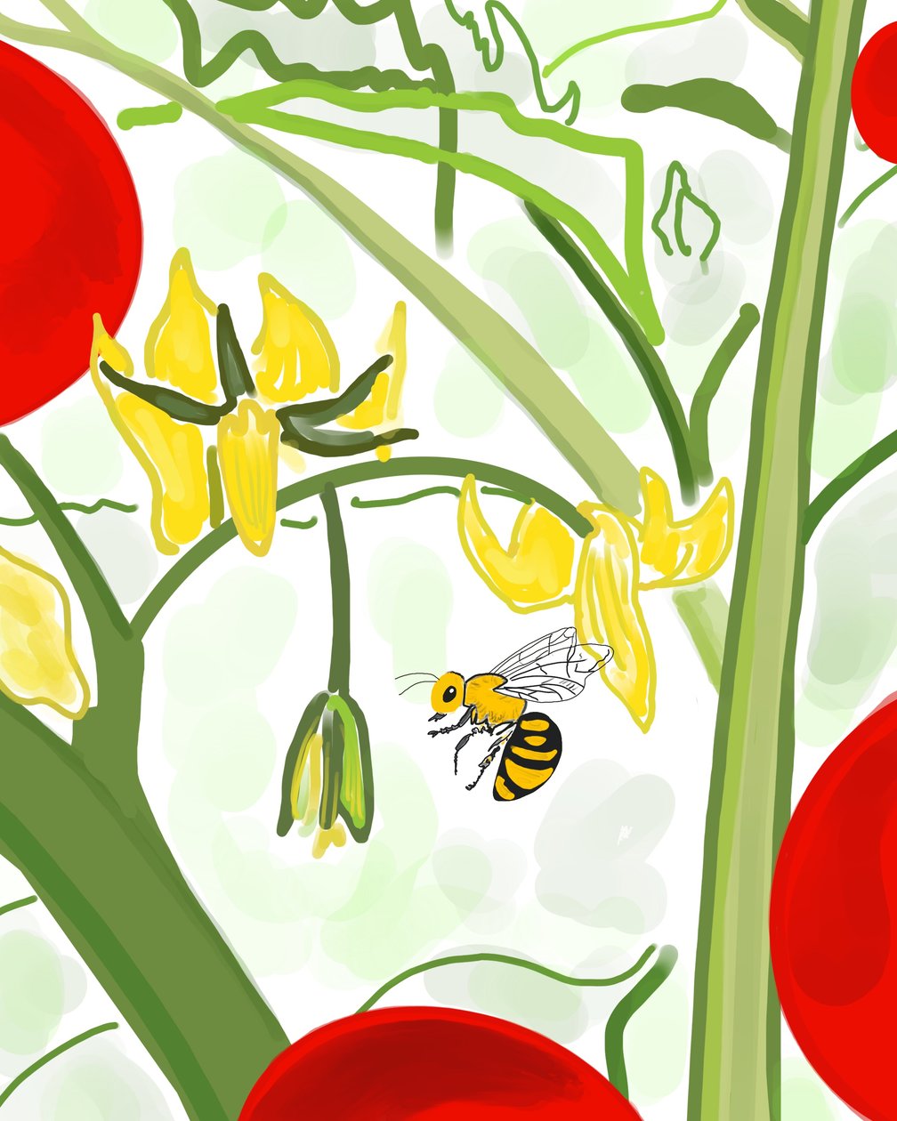 Abeille sur la vigne (art numérique) - Evan Sklar