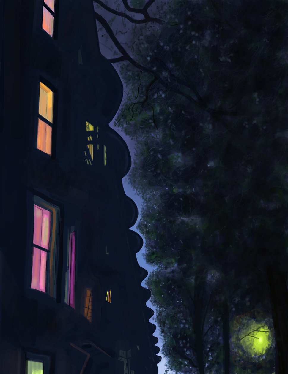 Le sommet des immeubles la nuit, Brooklyn (art numérique) - Evan Sklar