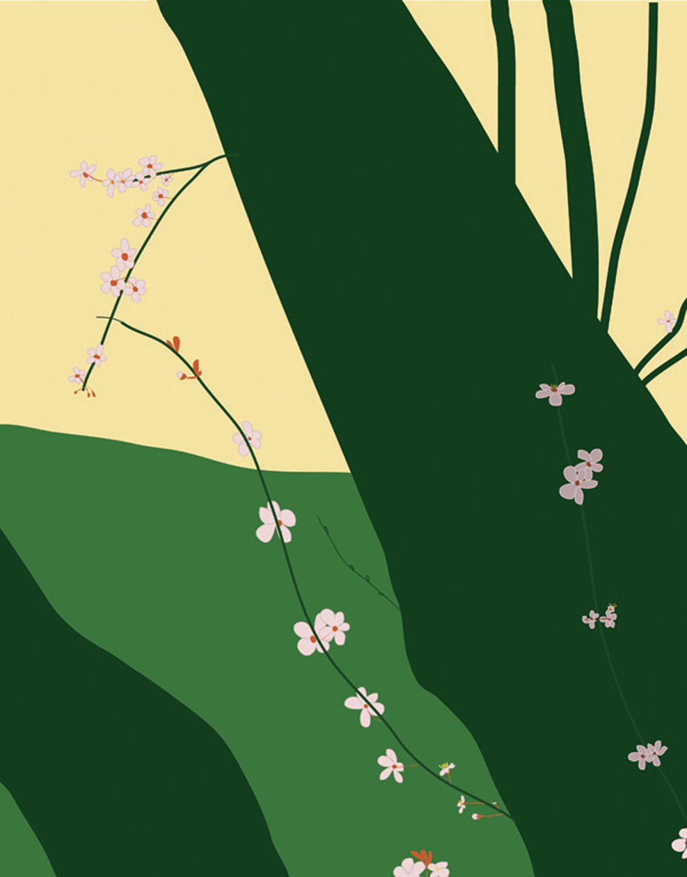 Cherry Blossoms, 2015 (dessiné à la main sur un iPad avec un crayon Apple) - Evan Sklar