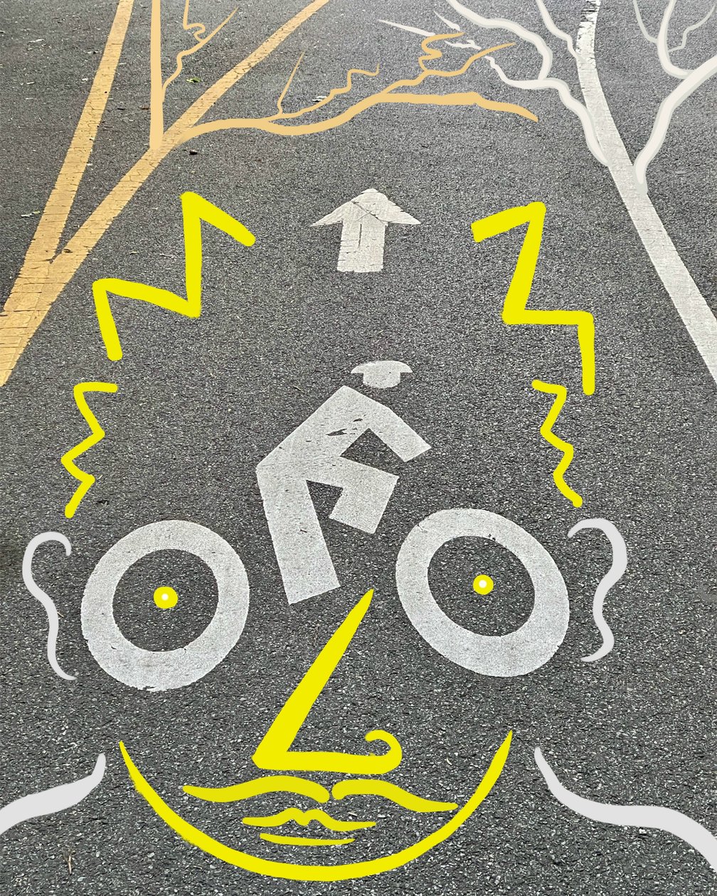 Cycliste et signalisation, vers 2020-24 (art numérique) - Evan Sklar