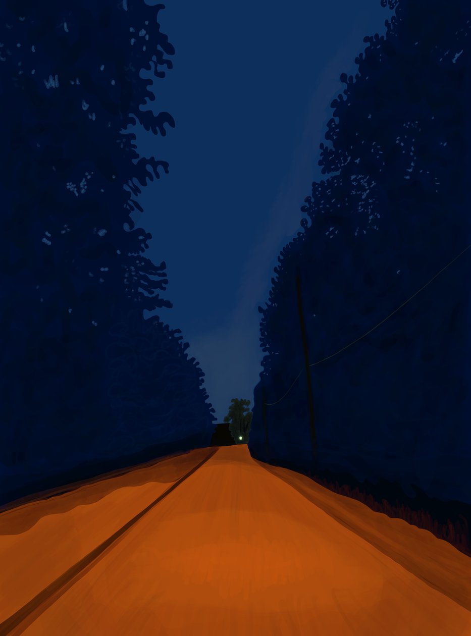Chemin de terre la nuit, Brooklyn (art numérique) - Evan Sklar