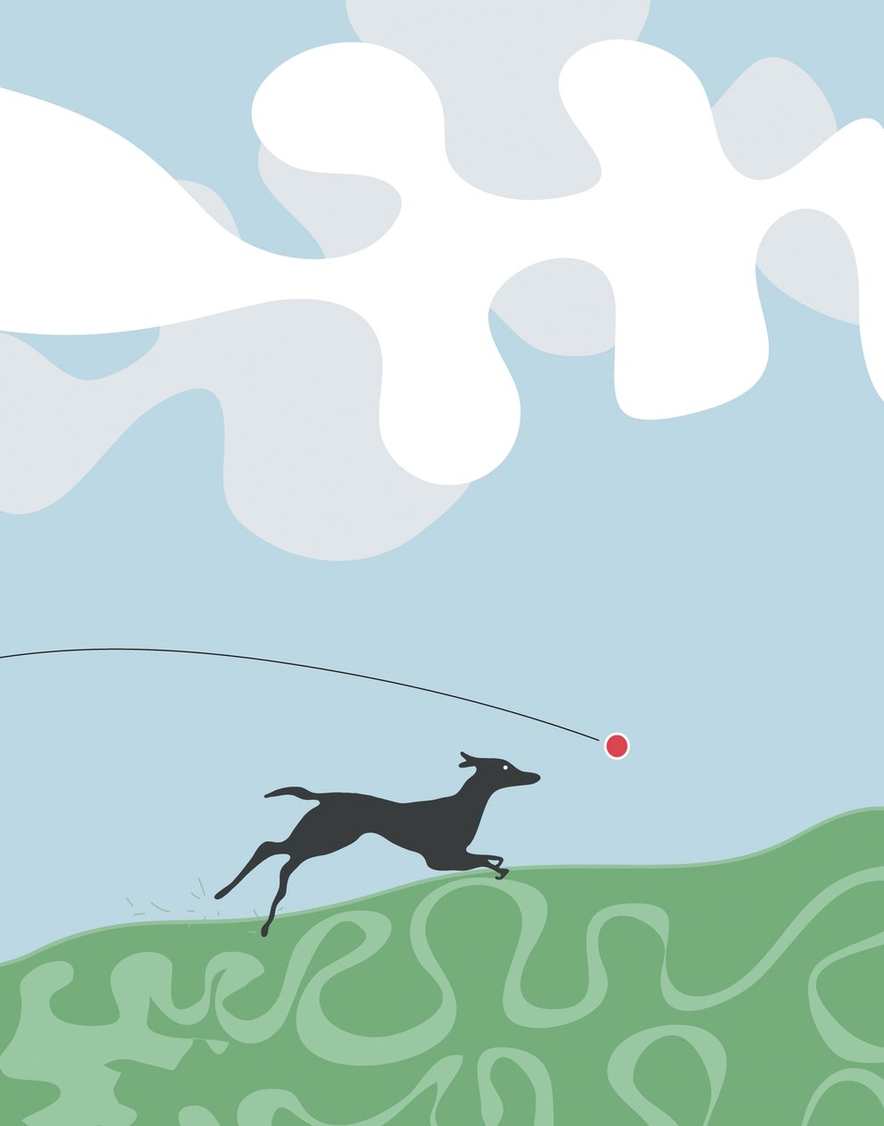 Dog Chasing a Ball, 2015 (dessiné à la main sur un iPad avec un crayon Apple) - Evan Sklar