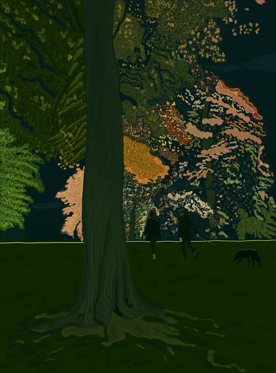 Dog Walk At Night (art numérique) - Evan Sklar