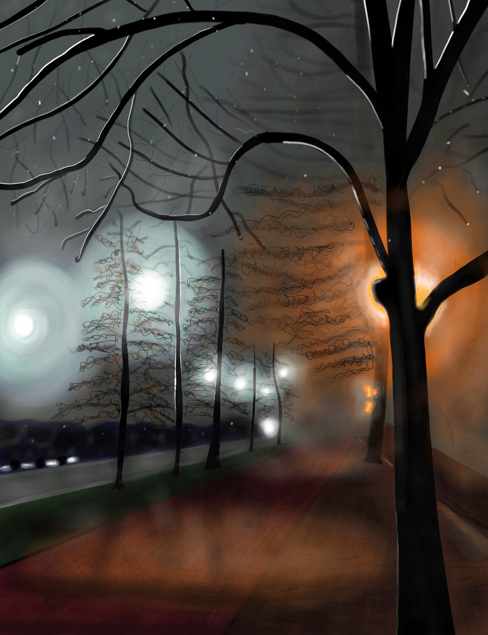Brouillard de nuit, Prospect Park, Brooklyn (art numérique) - Evan Sklar