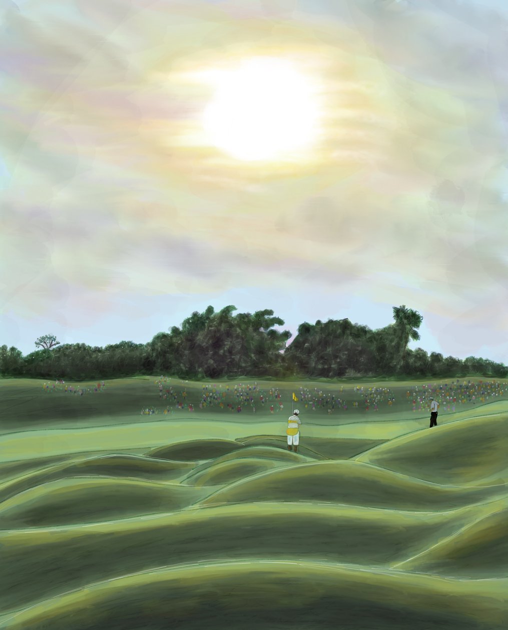 Terrain de golf et spectateurs, Brooklyn (art numérique) - Evan Sklar