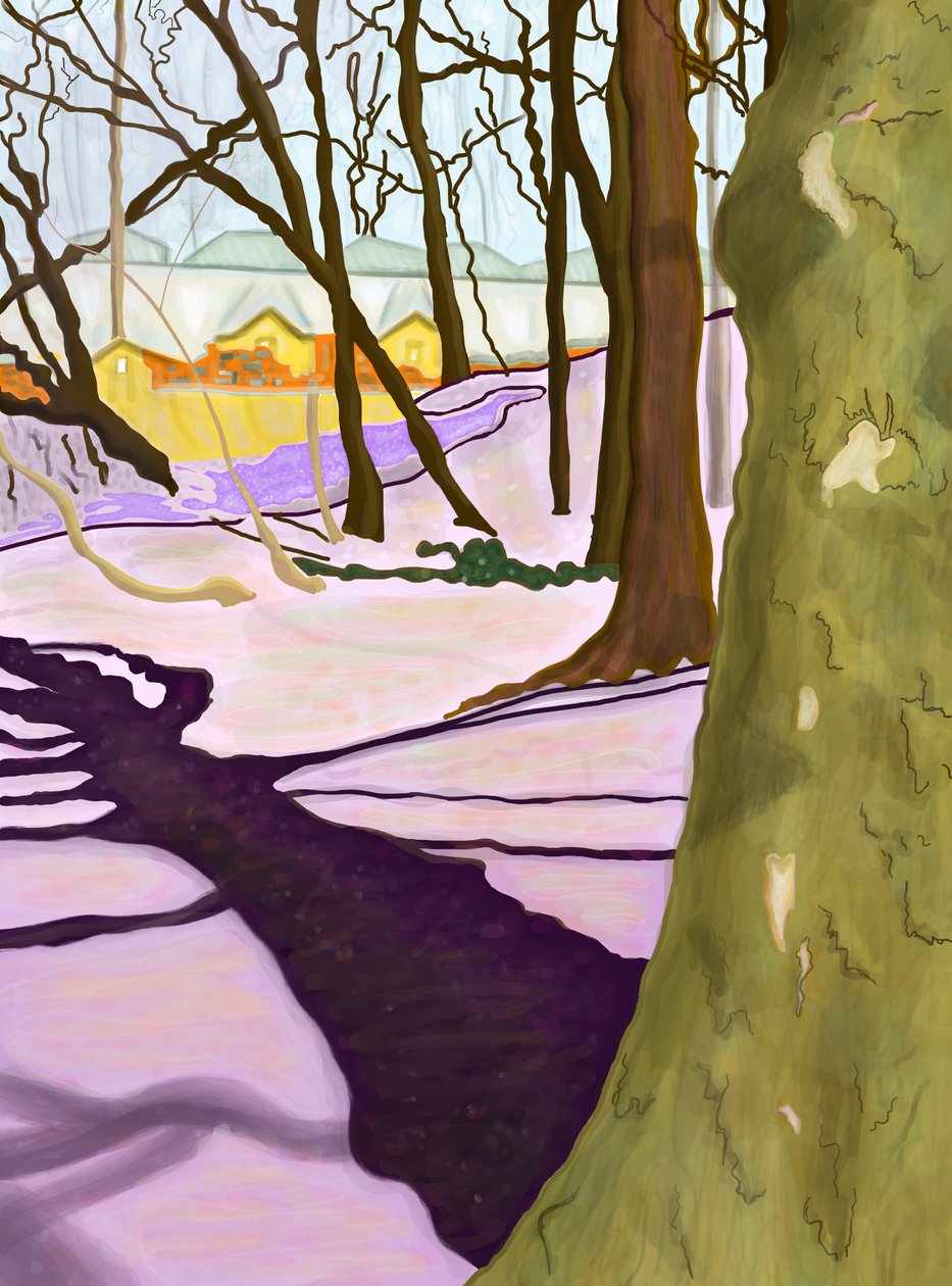 Colline avec crocus, Prospect Park (art numérique) - Evan Sklar