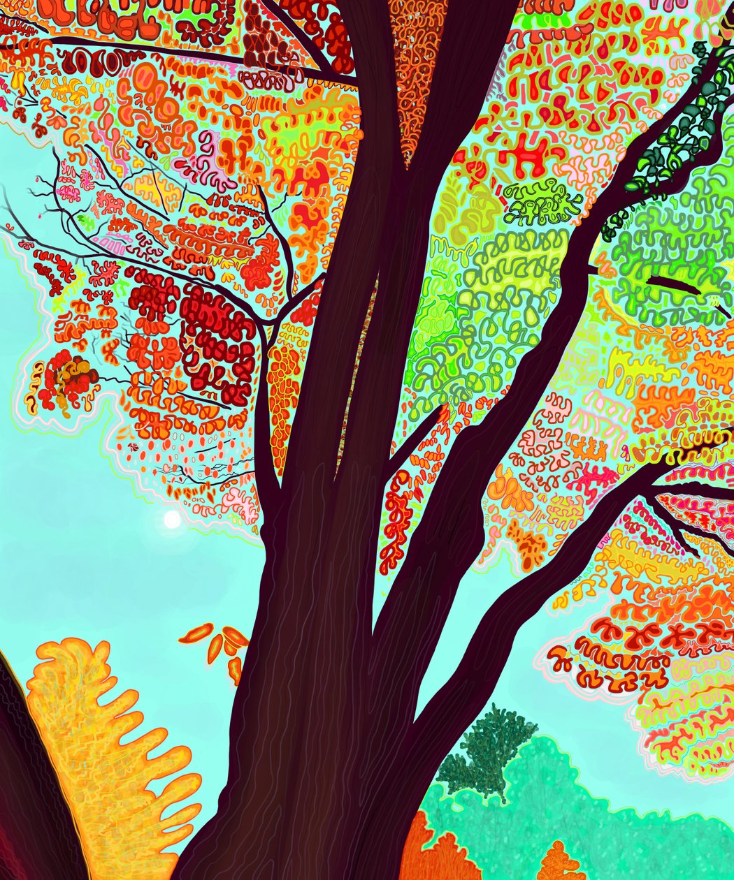Lasdt Fall tree, 2018 (dessiné à la main sur un iPad avec un Apple pencil) - Evan Sklar