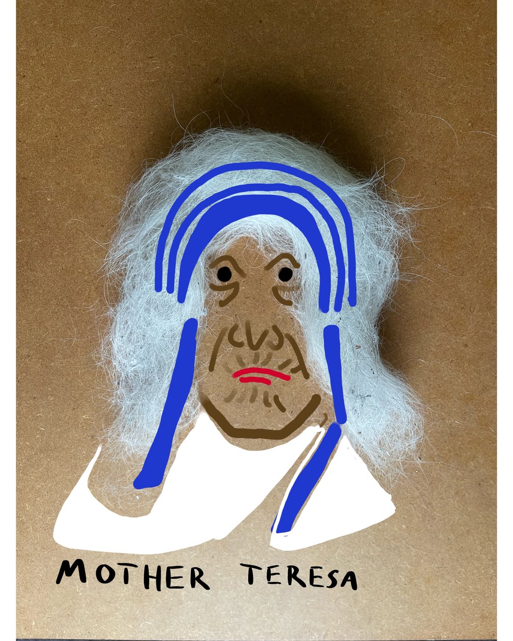 Mère Teresa (dessin collage) - Evan Sklar