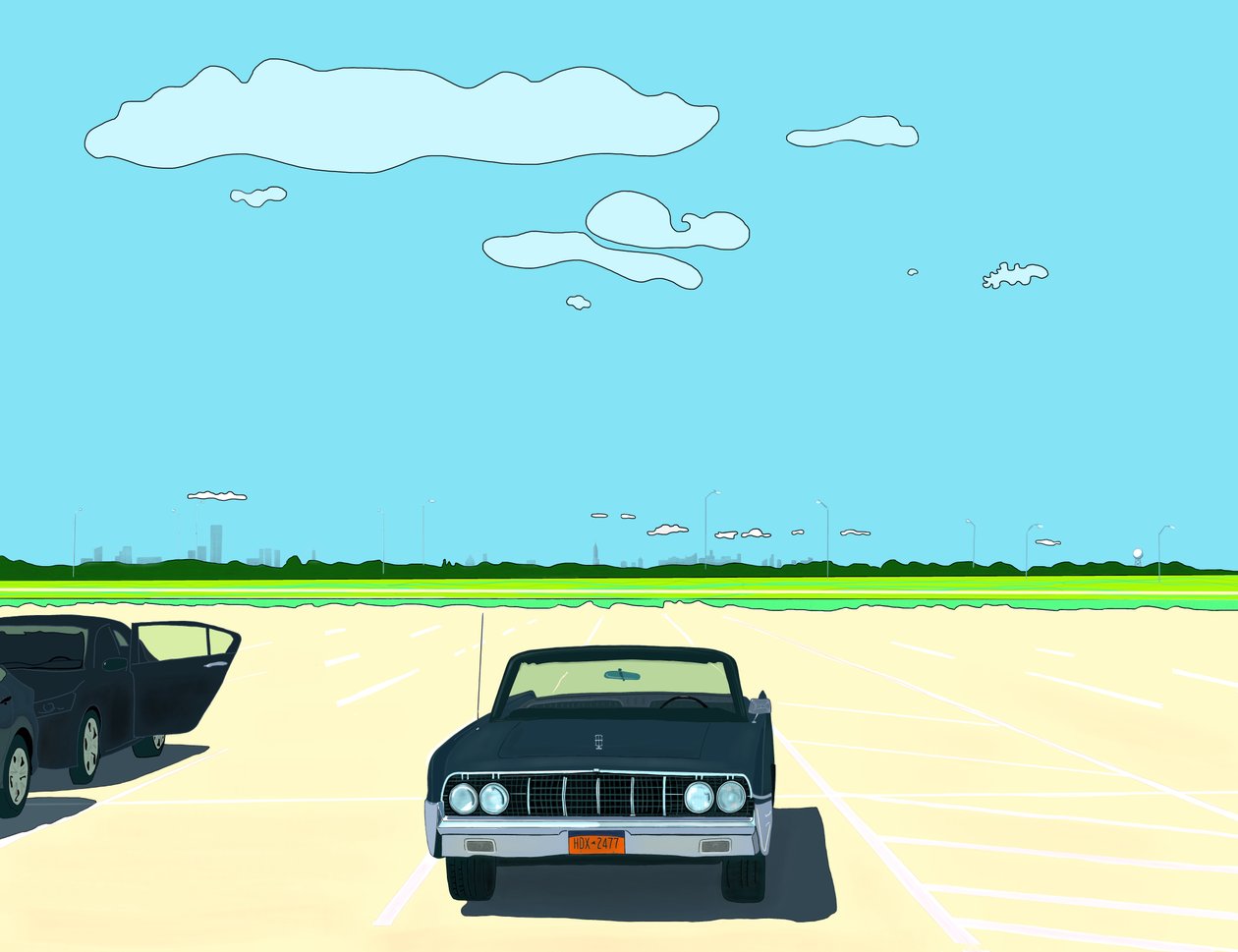Parking, Rockaway Beach (art numérique) - Evan Sklar