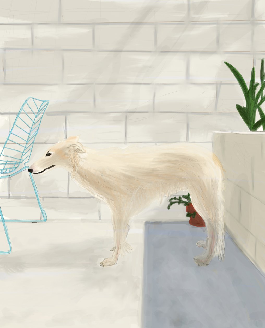 Penny On The Back Porch 2017 (dessiné à la main sur un iPad avec un crayon Apple) - Evan Sklar