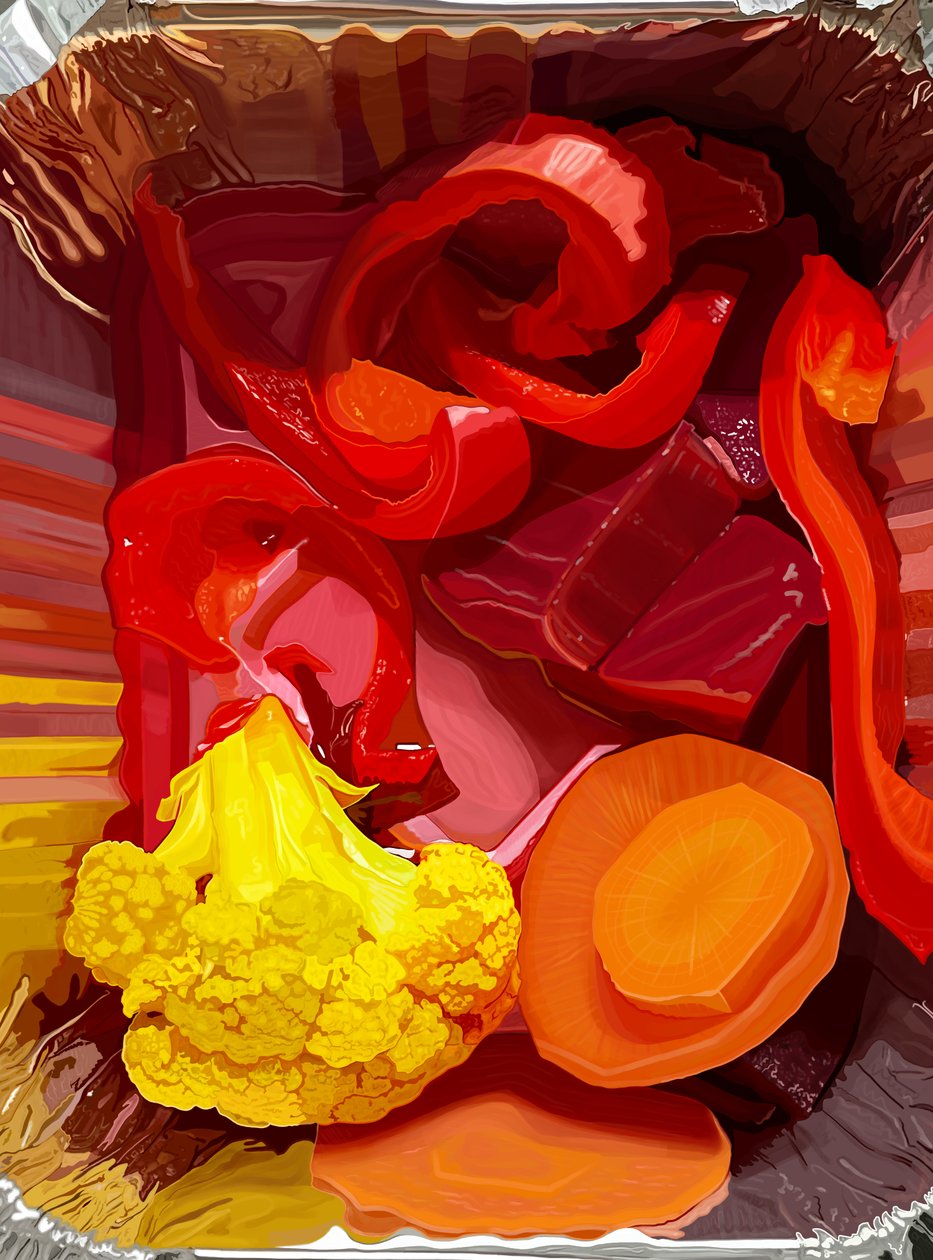 Légumes marinés dans un récipient à emporter (art numérique) - Evan Sklar