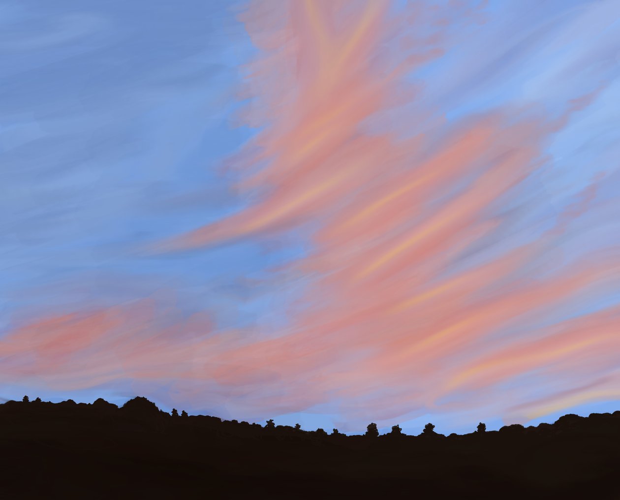 Tree Line, Hudson Valley, 2018 (dessiné à la main sur un iPad avec un Apple pencil) - Evan Sklar