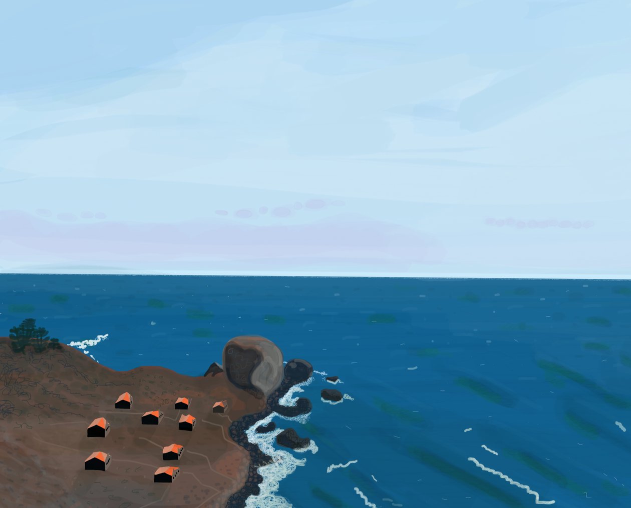 View From Pacific Coast Highway, 2016 (dessiné à la main sur un iPad avec un crayon Apple) - Evan Sklar