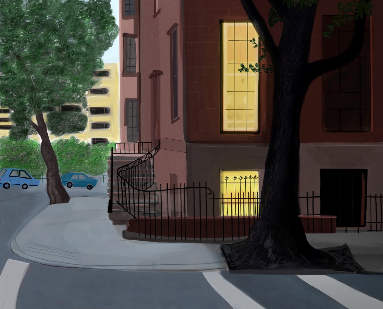 Willow and Middagh Street, 2016 (dessiné à la main sur un iPad avec un crayon Apple). - Evan Sklar