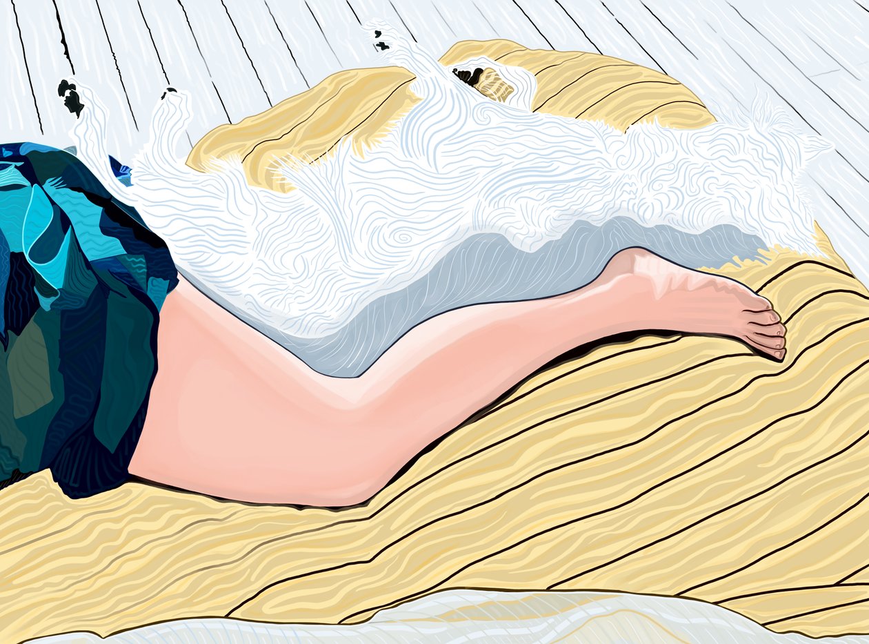 Femme et chien faisant la sieste (art numérique) - Evan Sklar