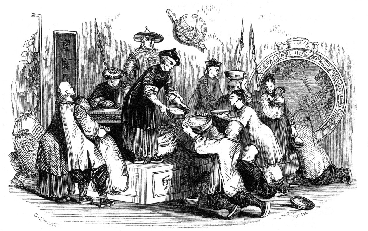 Distribution de maïs au peuple, pendant une période de pénurie, 1847 - Evans