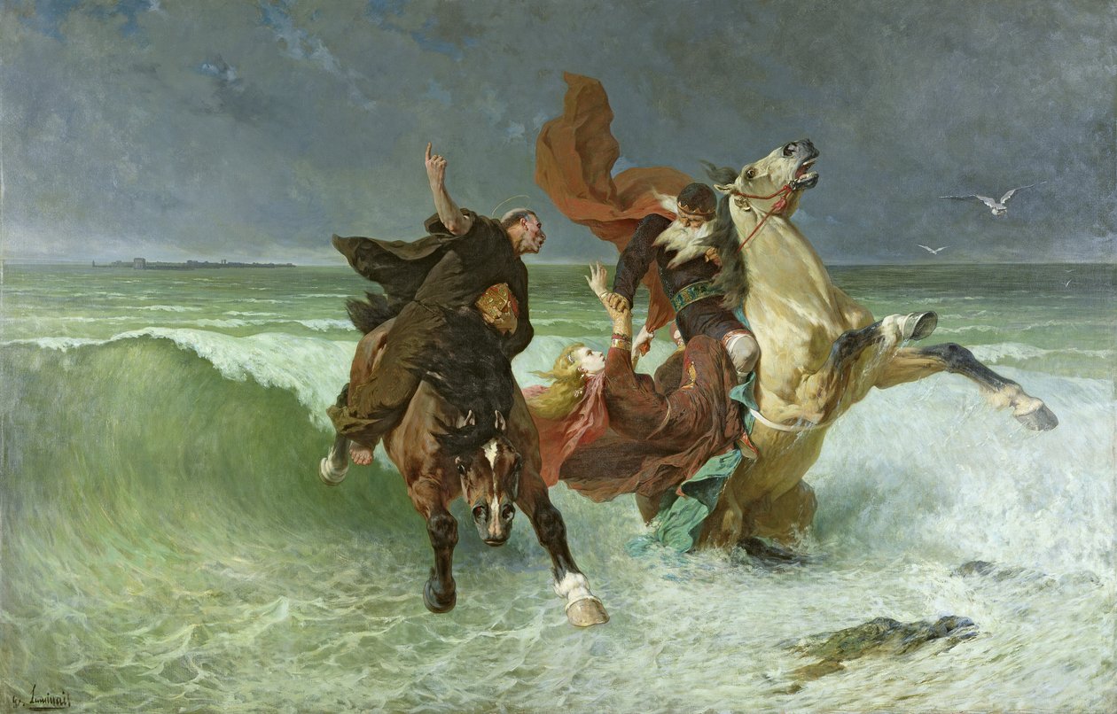 La Fuite de Gradlon Mawr (330-434 AD) c.1884 - Evariste Vital Luminais