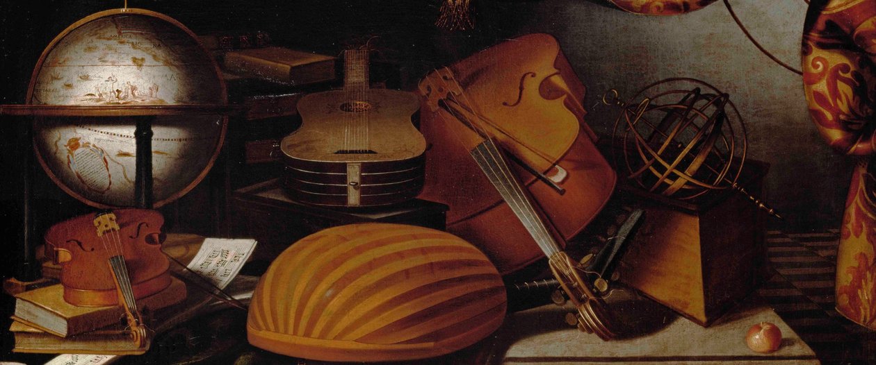Nature morte avec instruments de musique, globe et sphère armillaire (détail) - Evaristo Baschenis