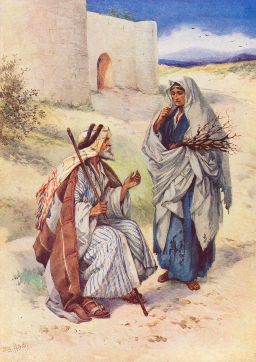 Elijah et la femme gentille (lithographie couleur) - Evelyn Stuart Hardy