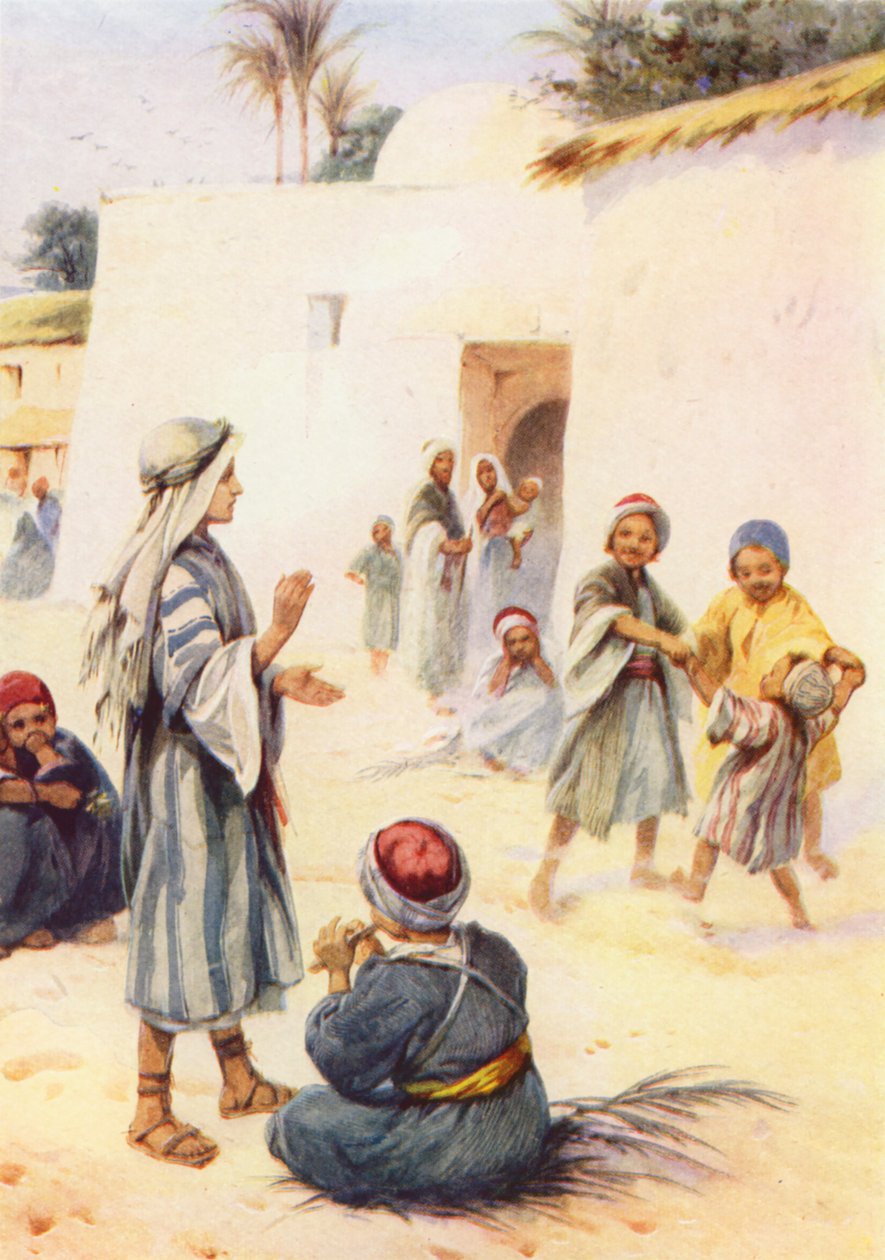Jésus et ses camarades de jeu (lithographie couleur) - Evelyn Stuart Hardy