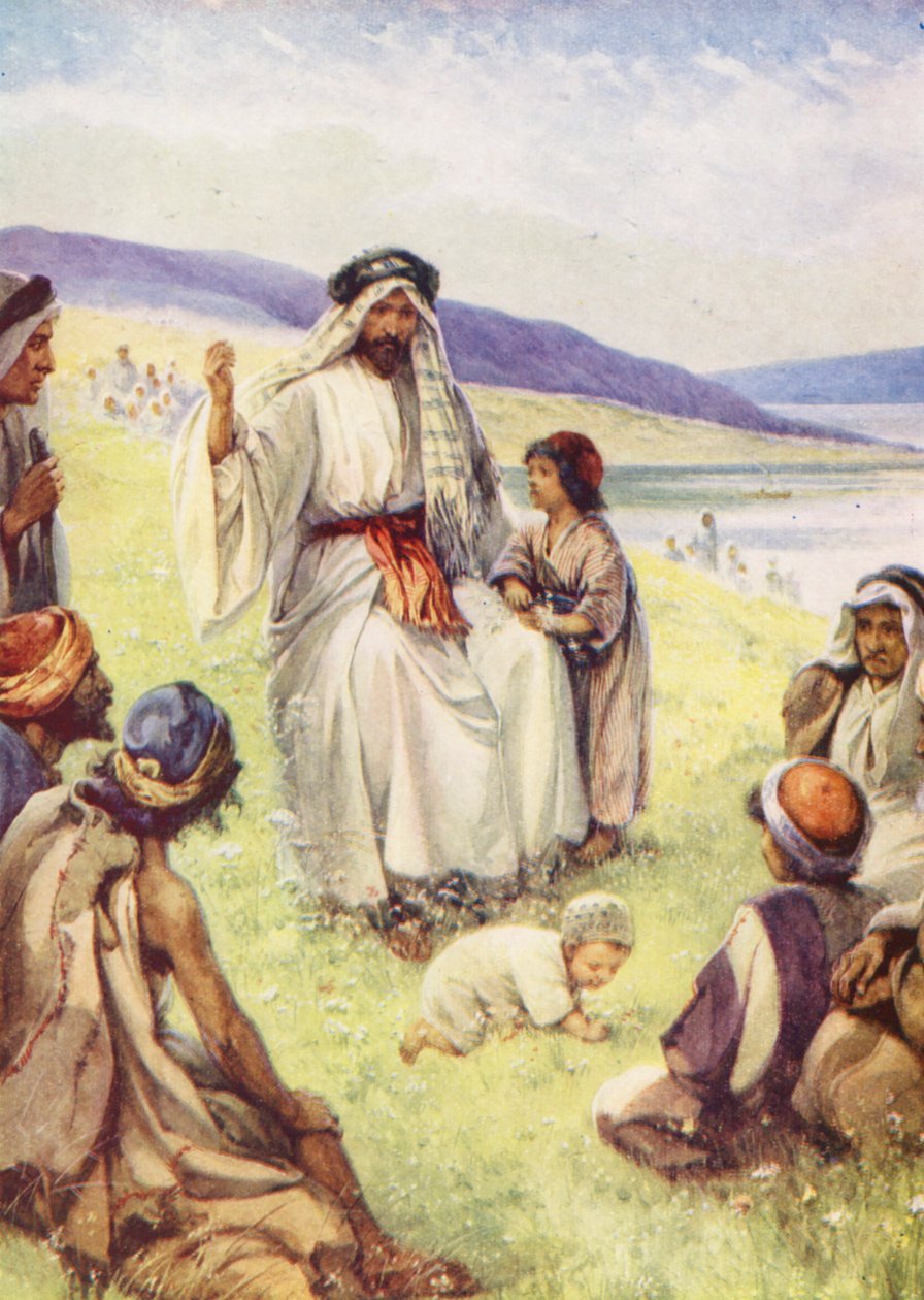 Jésus enseignant à ses amis (lithographie couleur) - Evelyn Stuart Hardy