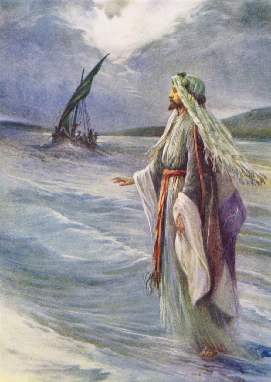 Jésus marchant sur la mer (lithographie couleur) - Evelyn Stuart Hardy