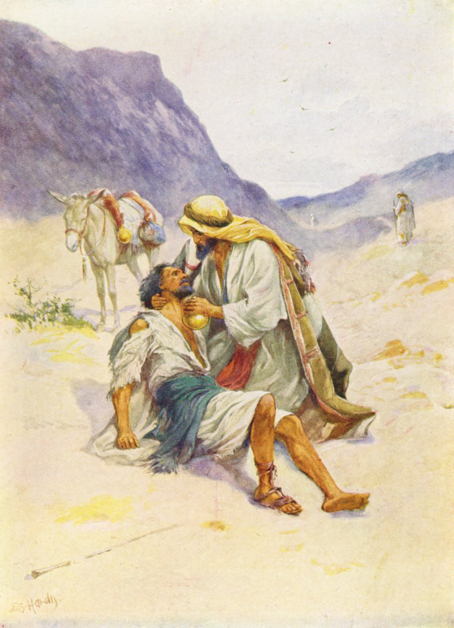 Le bon samaritain (lithographie couleur) - Evelyn Stuart Hardy